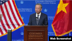 Ông Tô Lâm phát biểu tại Đại học Columbia, New York, Mỹ, vào ngày 23/9/2024.